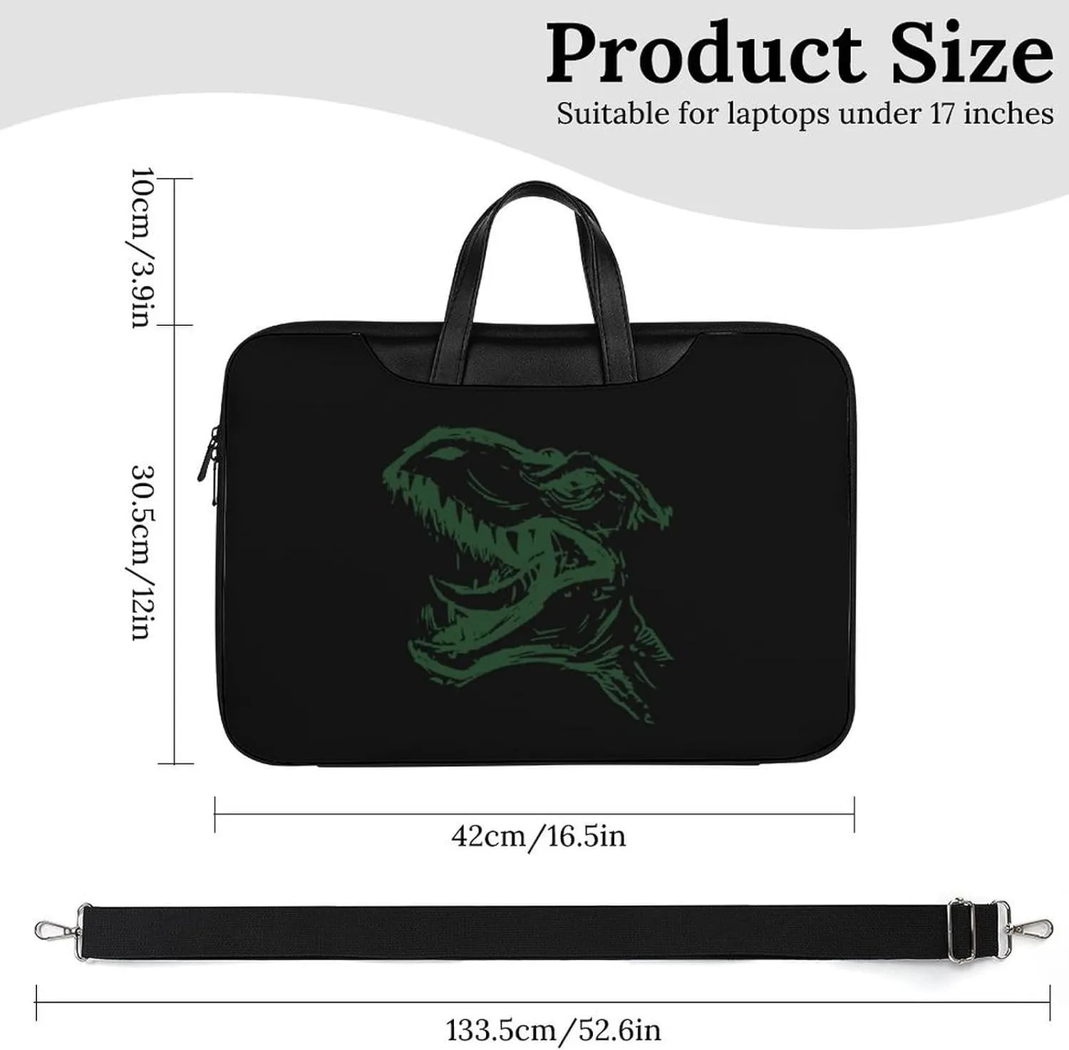 Dinosaur Head Leather Bag Laptop Case Slim Water Resistant Computer Bags with Handle Briefcase for Work
