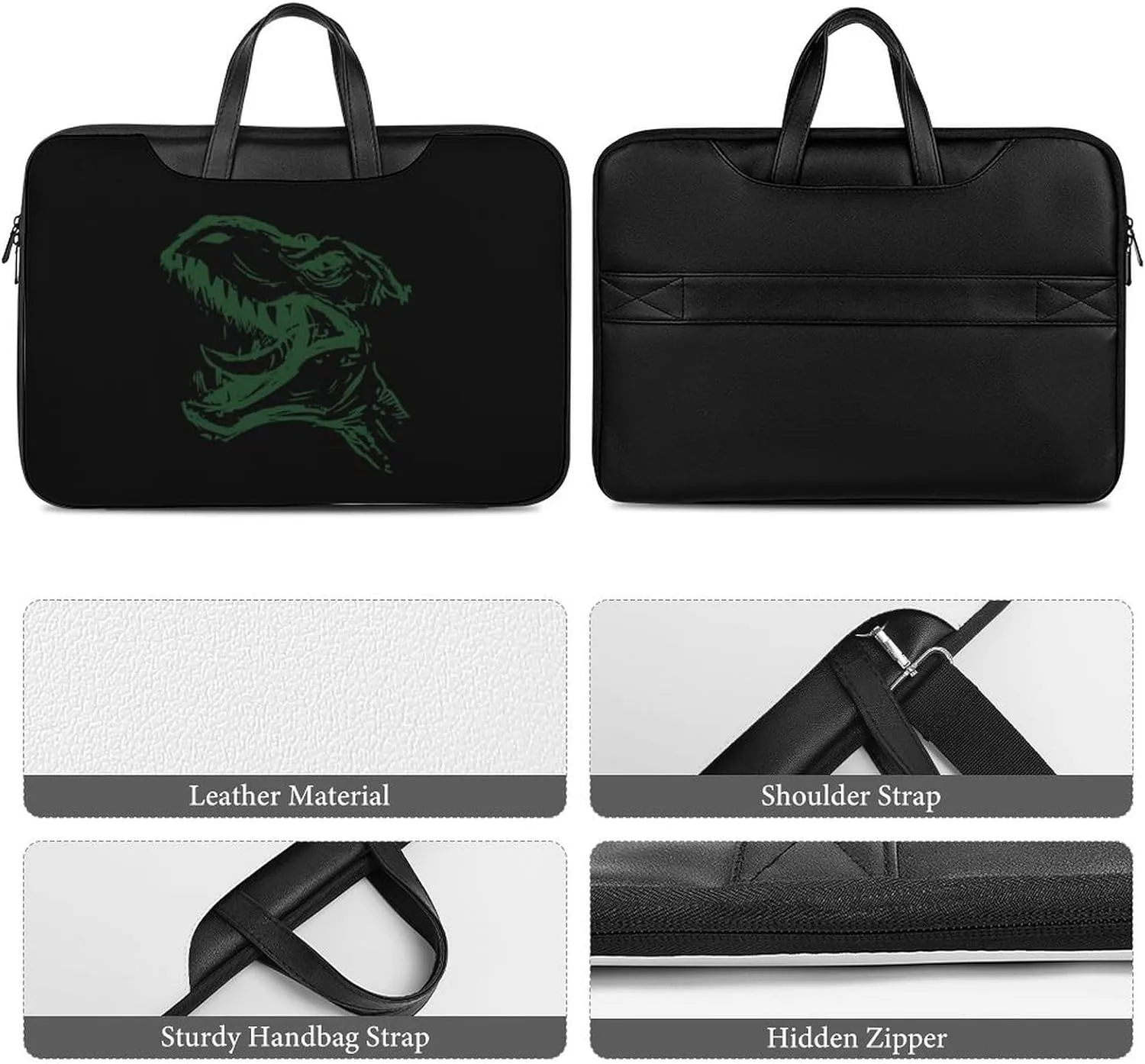 Dinosaur Head Leather Bag Laptop Case Slim Water Resistant Computer Bags with Handle Briefcase for Work