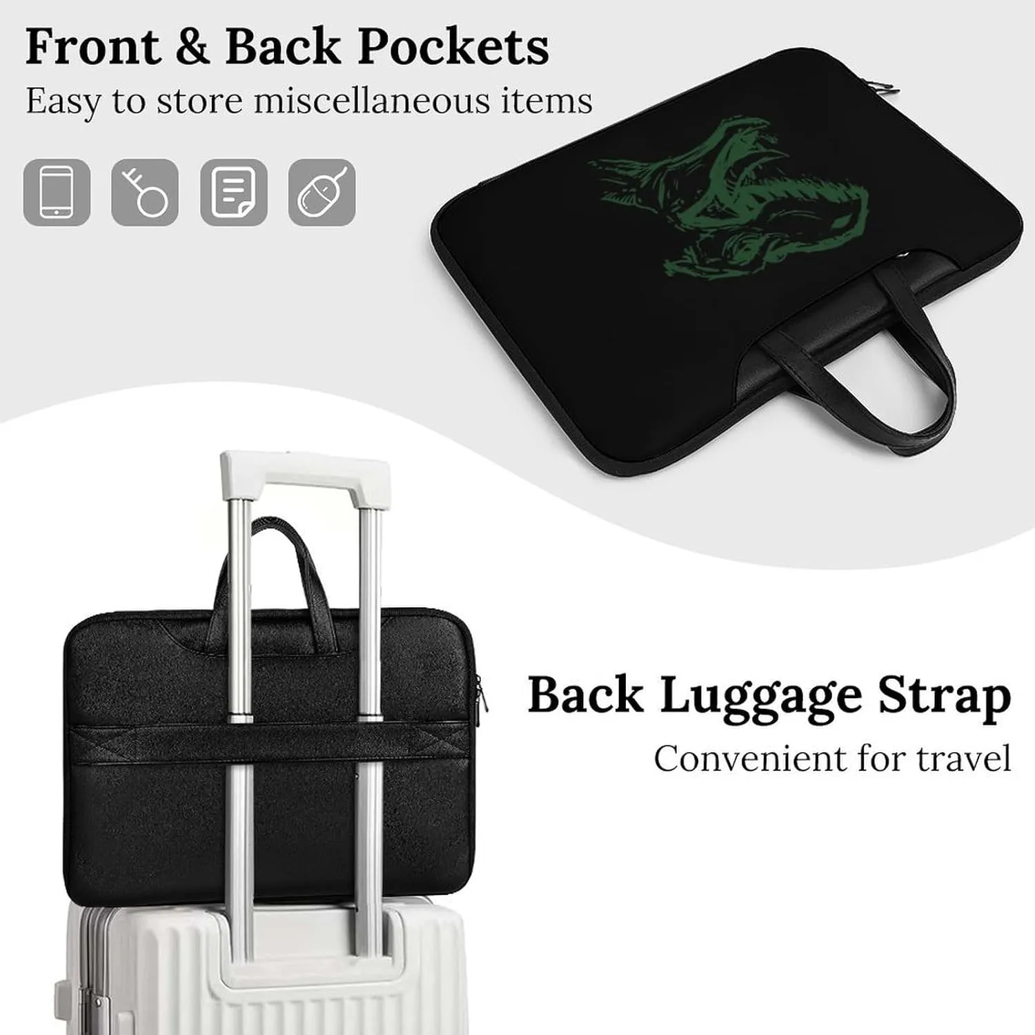 Dinosaur Head Leather Bag Laptop Case Slim Water Resistant Computer Bags with Handle Briefcase for Work