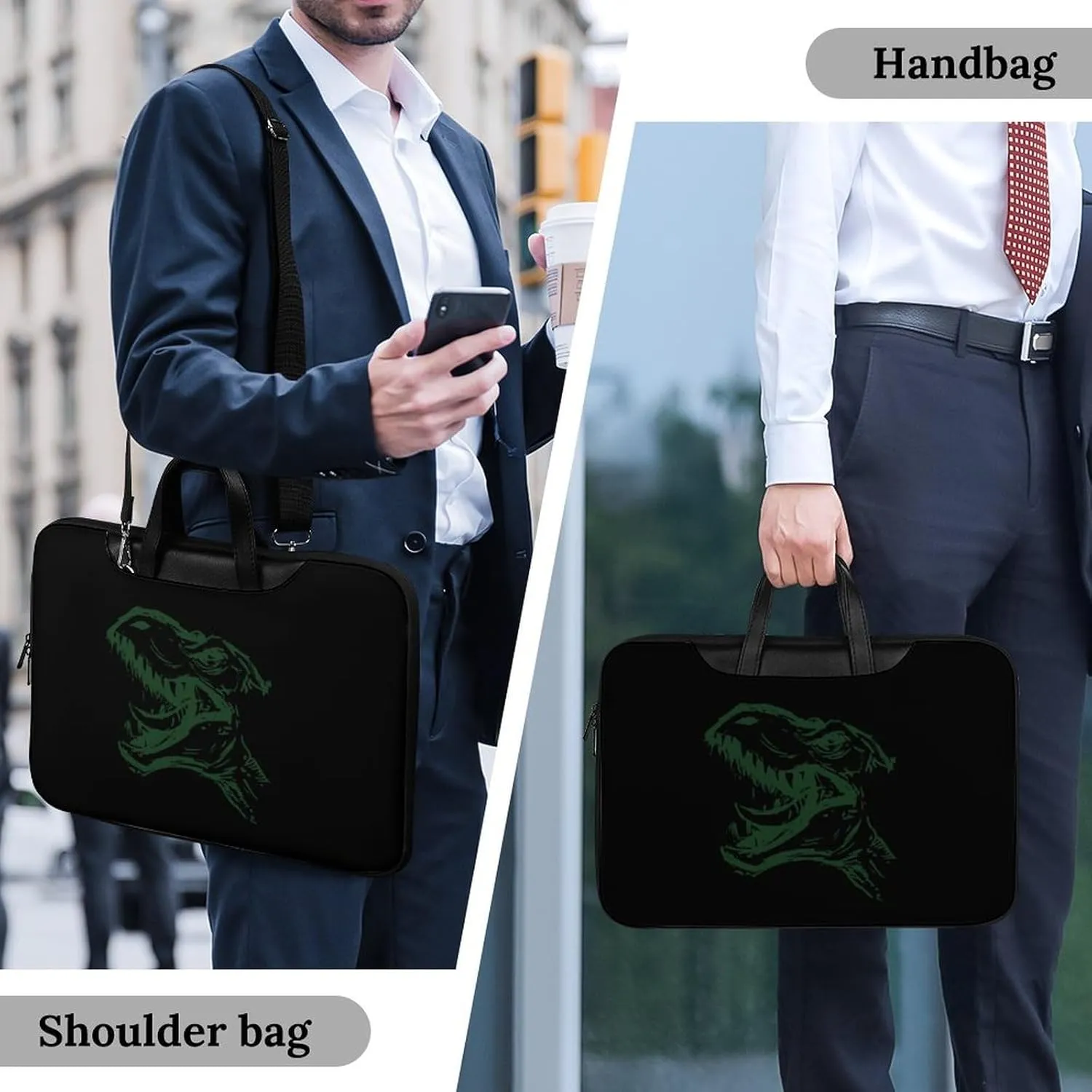Dinosaur Head Leather Bag Laptop Case Slim Water Resistant Computer Bags with Handle Briefcase for Work