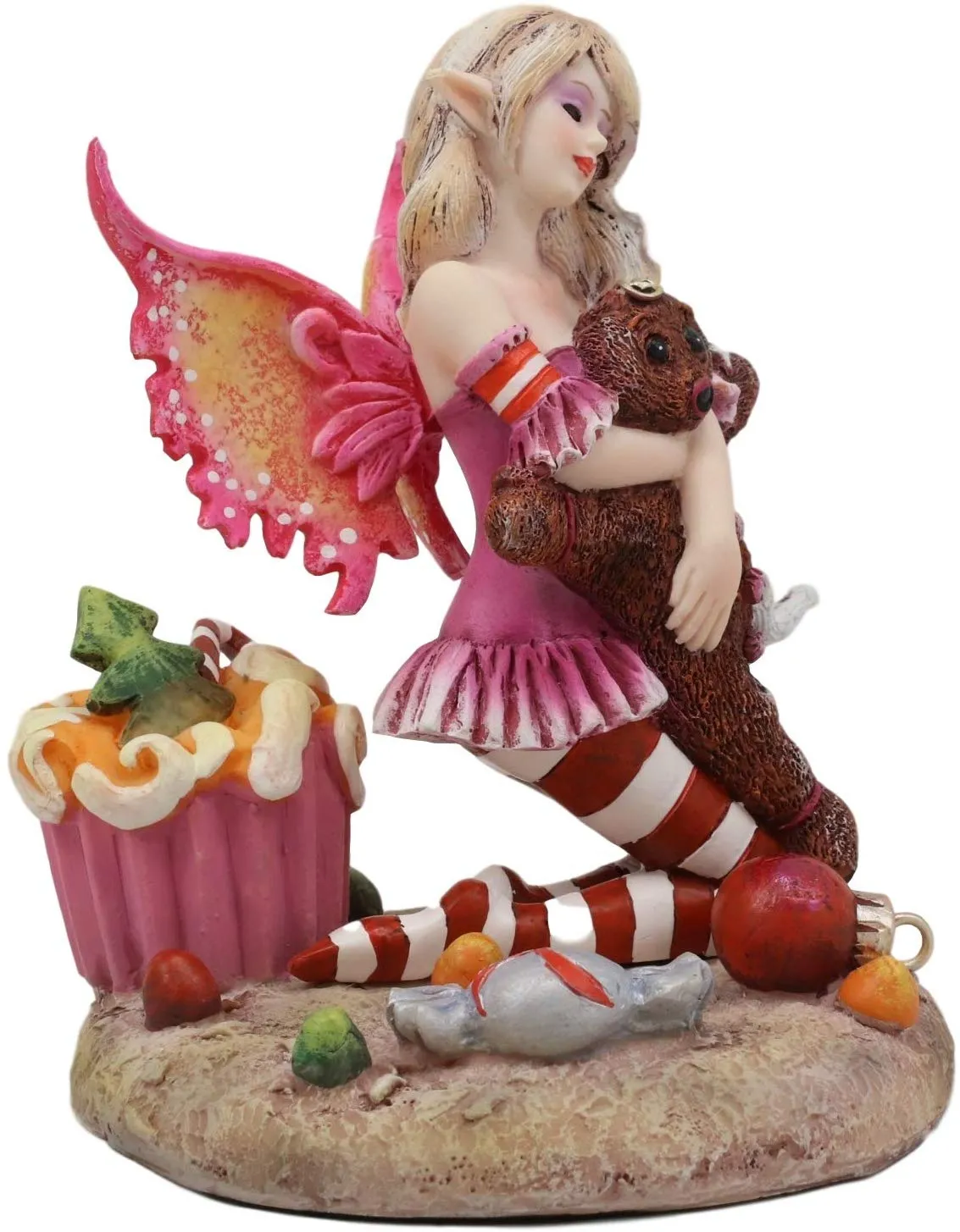 Ebros Amy Brown Christmas 'TWAS The Night' Fairy Hugs Gingerbread Man Figurine