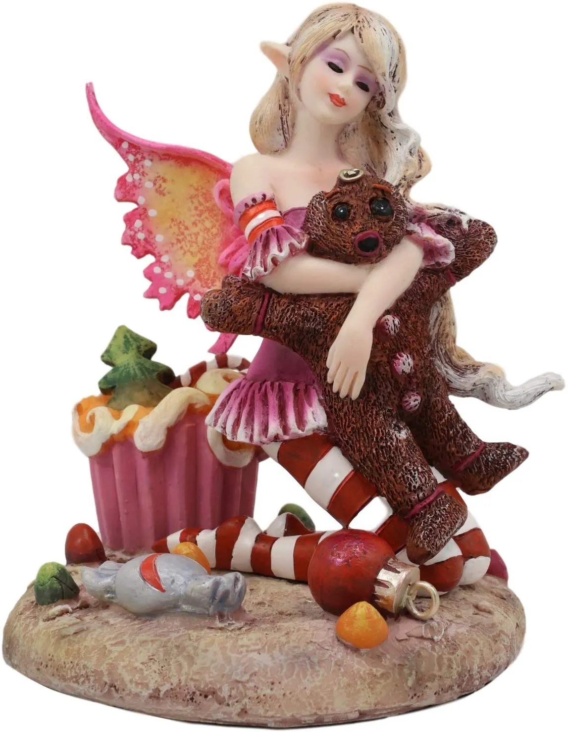 Ebros Amy Brown Christmas 'TWAS The Night' Fairy Hugs Gingerbread Man Figurine