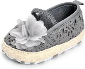 ESTAMICO Infant Girls' Sandal Floral Net Yarn Ballerina