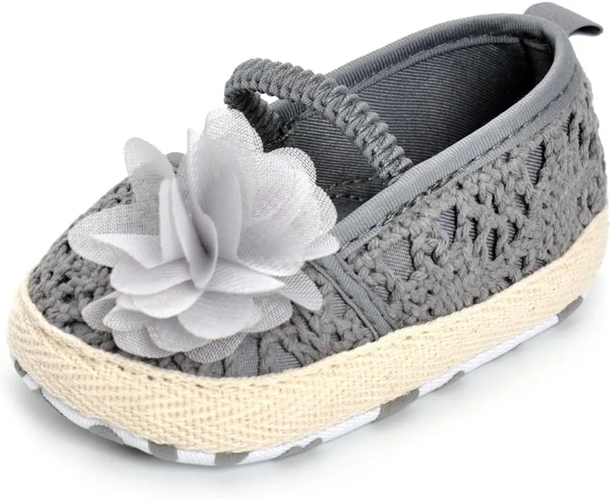 ESTAMICO Infant Girls' Sandal Floral Net Yarn Ballerina