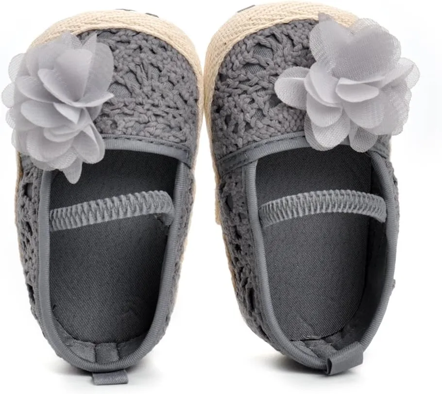 ESTAMICO Infant Girls' Sandal Floral Net Yarn Ballerina