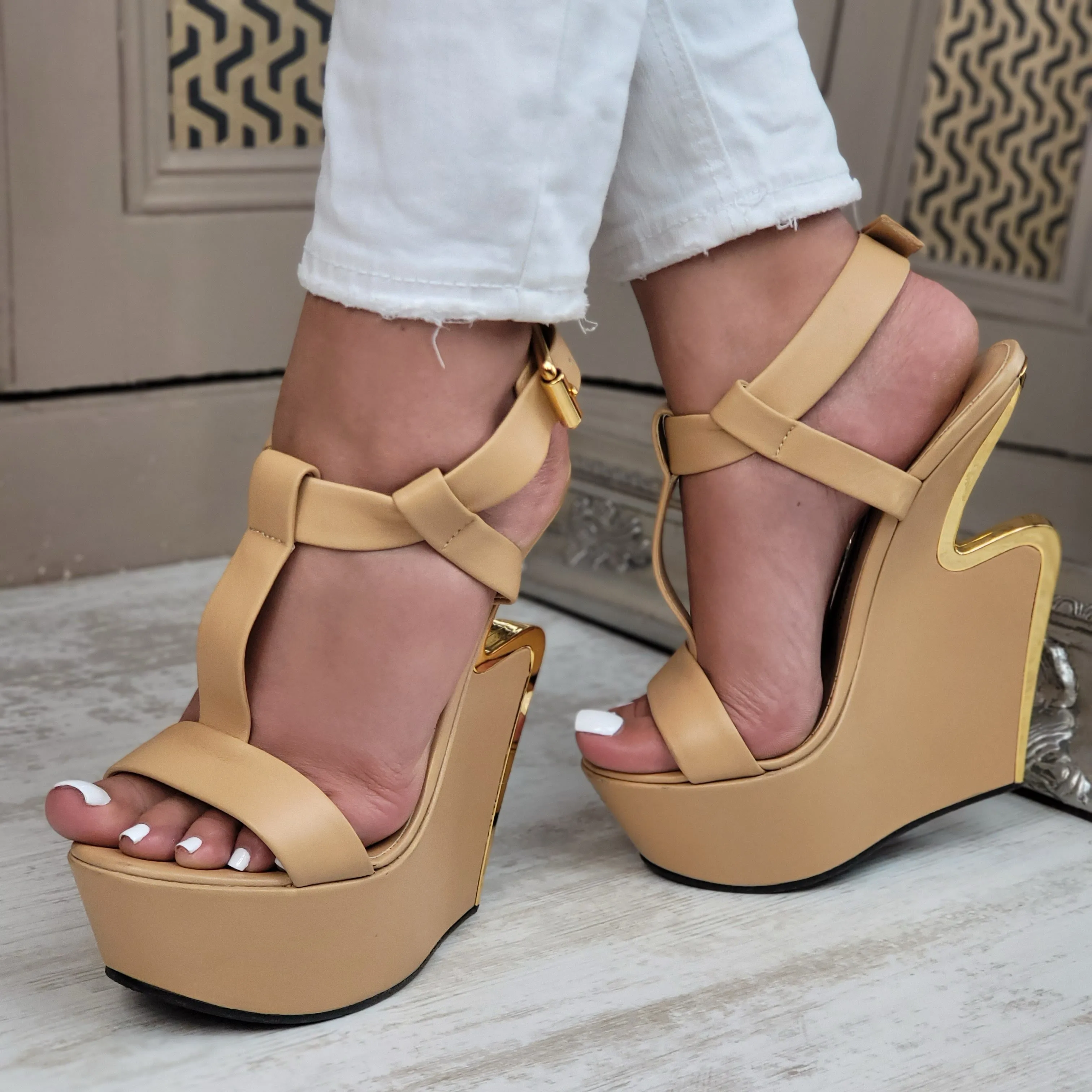GIUSEPPE ZANOTTI G PLATFORM WEDGE HEELS EU 37.5/ UK 4.5