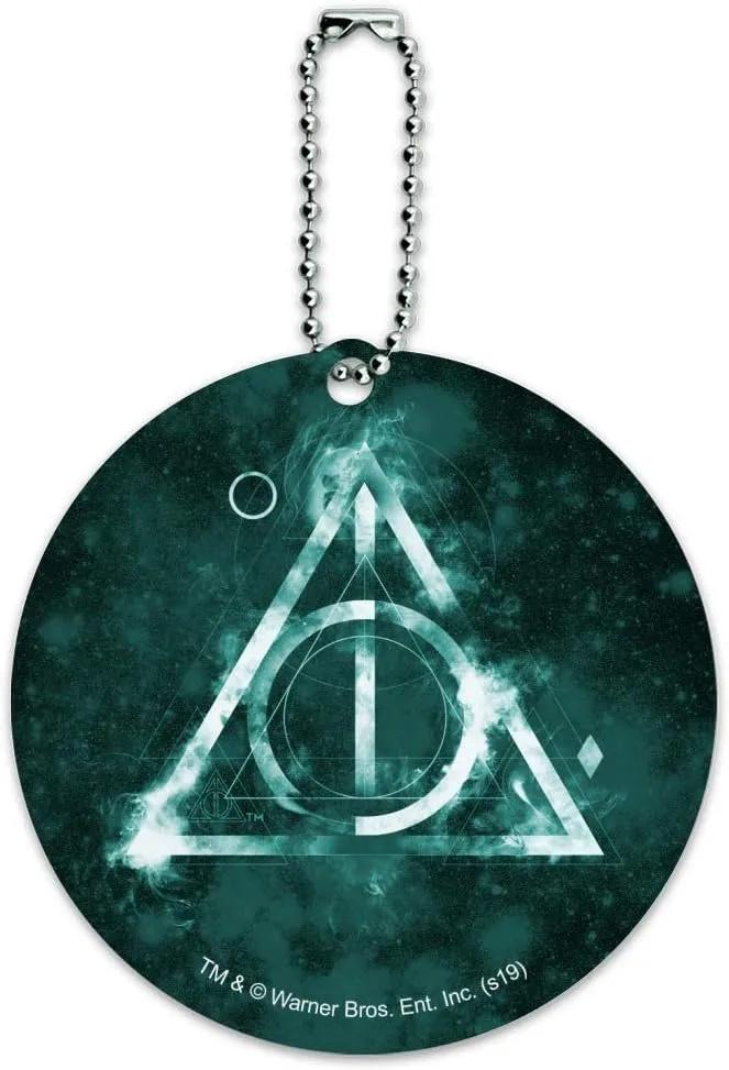 Harry Potter Deathly Hallows Logo Round Luggage ID Tag Card Suitcase Carry-On