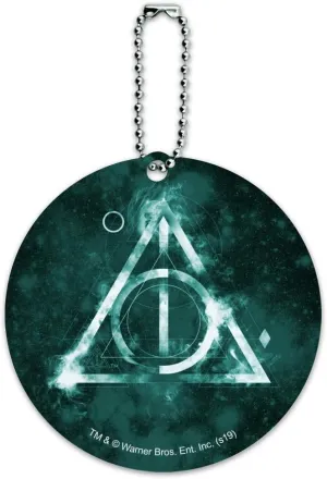 Harry Potter Deathly Hallows Logo Round Luggage ID Tag Card Suitcase Carry-On