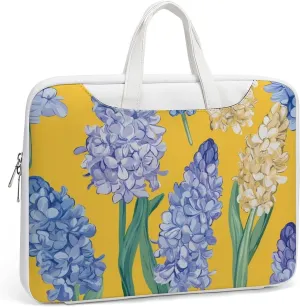 Hyacinth Flowers Yellow Leather Bag Laptop Case Slim Water Resistant Computer Bags with Handle Briefcase for Work