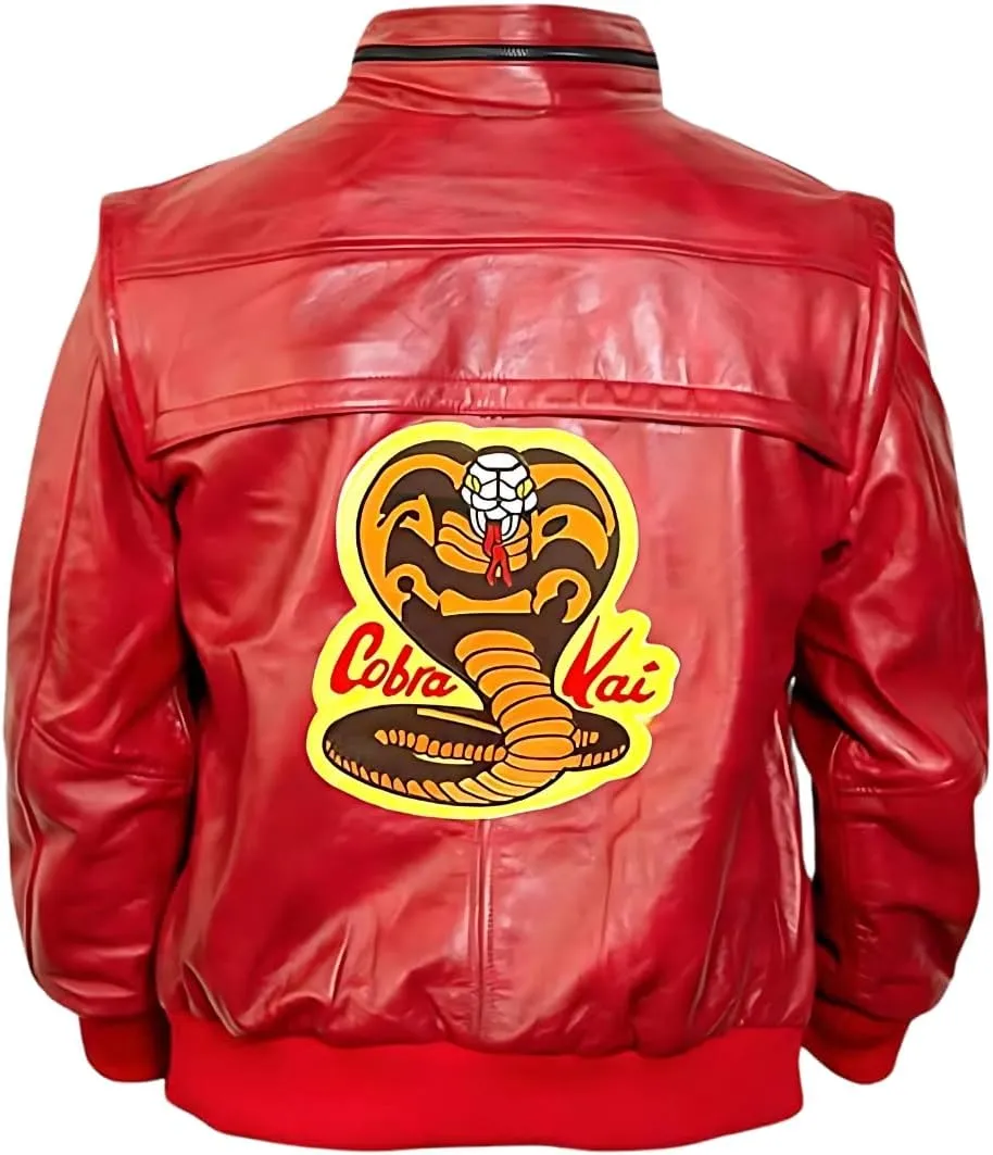 Johnny Lawrence Red Karate Kid Cobra Kobra Kai Men Leather or Faux Leather Bomber Jacket