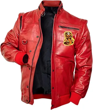 Johnny Lawrence Red Karate Kid Cobra Kobra Kai Men Leather or Faux Leather Bomber Jacket