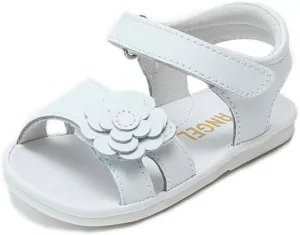 L'Amour Mila Flower Cutout Sandal | Baby Sandals (Toddler 7, White)