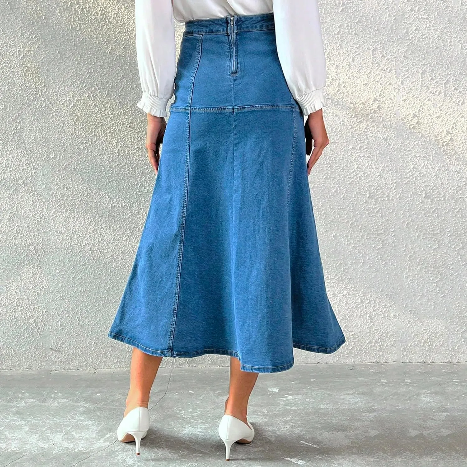 lcyhony Long Denim Skirts for Women Trendy High Waisted Fishtail Jean Skirt Y2k Loose fit Summer Boyfriend A Line Denim Skirt