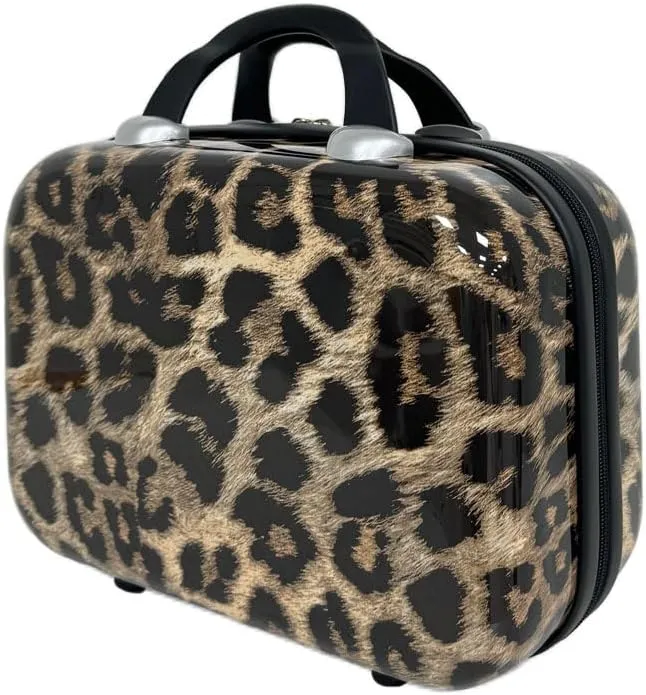 Leopard Print 2-Piece Luggage Set with14 Carry-On & 20" Hardshell Spinner Suitcases, 360 Silent Wheels, Lightweight ABS/PC, Multi-Compartment Travel Luggage(Leopard Print)