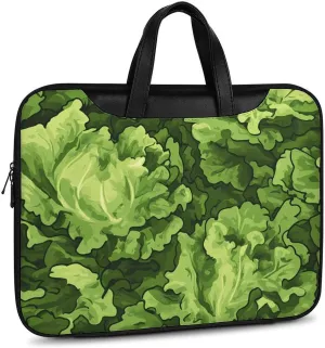 Lettuce Green Camouflage Leather Bag Laptop Case Slim Water Resistant Computer Bags with Handle Briefcase for Work