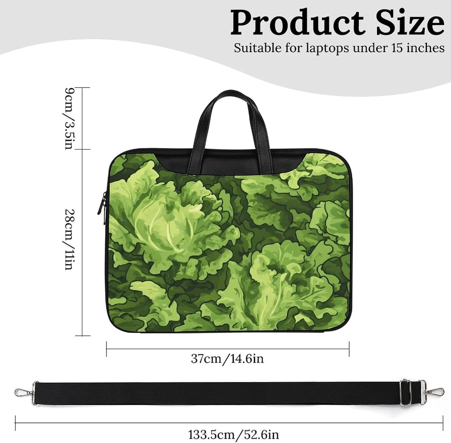 Lettuce Green Camouflage Leather Bag Laptop Case Slim Water Resistant Computer Bags with Handle Briefcase for Work