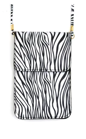 MB0052 Zebra Printed Cellphone Crossbody Bag