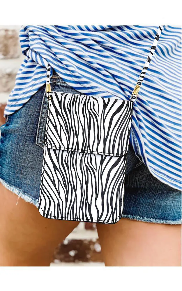 MB0052 Zebra Printed Cellphone Crossbody Bag