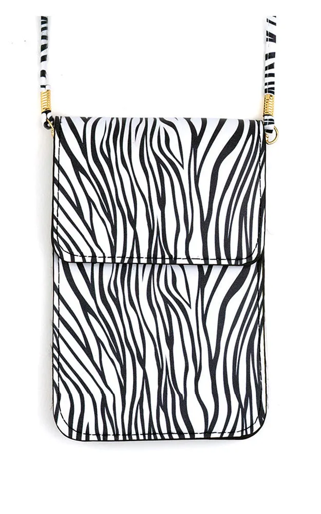 MB0052 Zebra Printed Cellphone Crossbody Bag