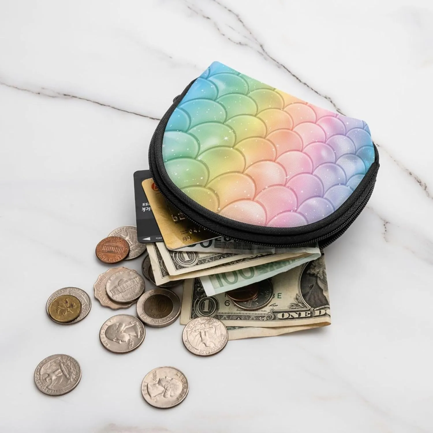 Mermaid Scales Coin Purse Mini Wallet Change Pouch Key Holder Zipper Small Cosmetic Makeup Storage Bags