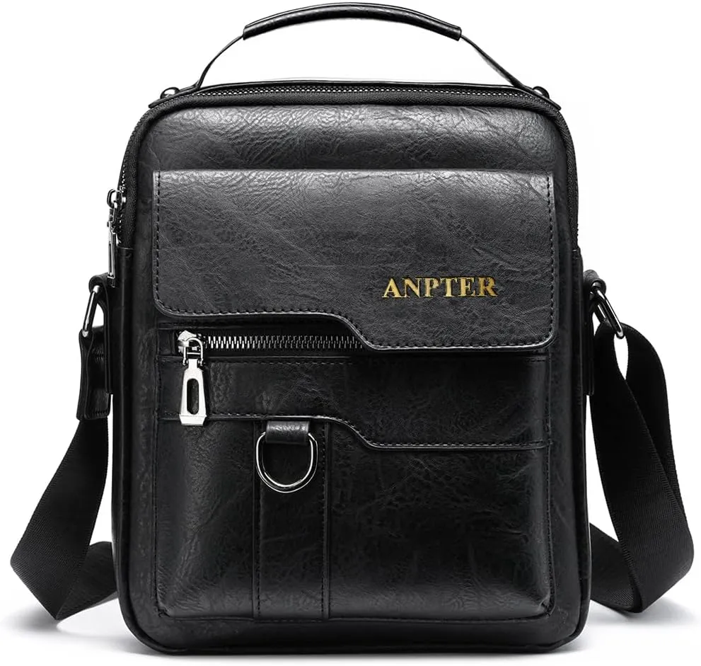 Messenger Bag for Men Crossbody Shoulder Purse Small Vintage PU Leather Satchel Pouch Side Crossover Handbag
