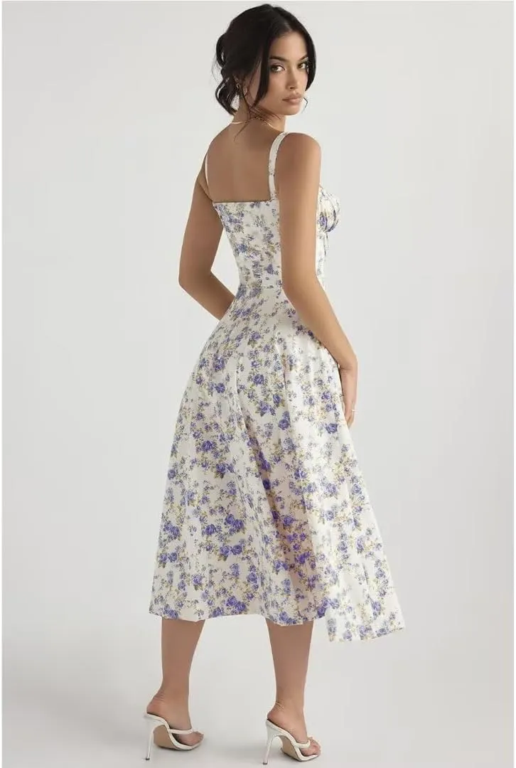 Midi Dresses for Women Tea Party Vacation Going Out Corset Flowy Cute A Line Casual Formal Long Satin Dress