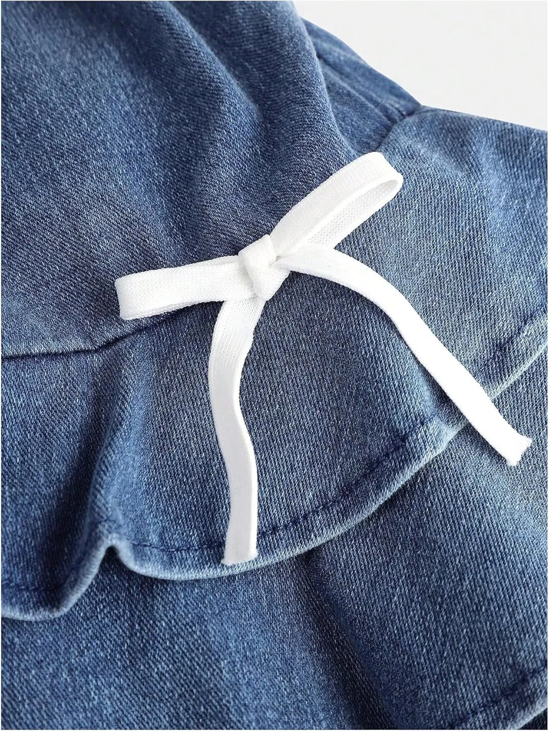 Milumia Girl's Ruched Denim Tube Dress Bow Knot Tiered Layered Short Dresses