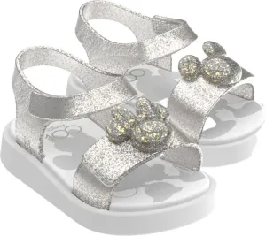 mini melissa Jump x Disney 100 Girl's Sandals for Babies & Toddlers, White/Glitter Clear, 12