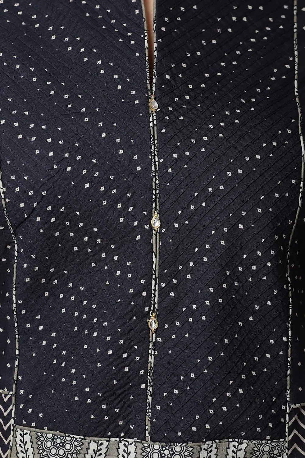 Navy Blue Long Printed Kurta