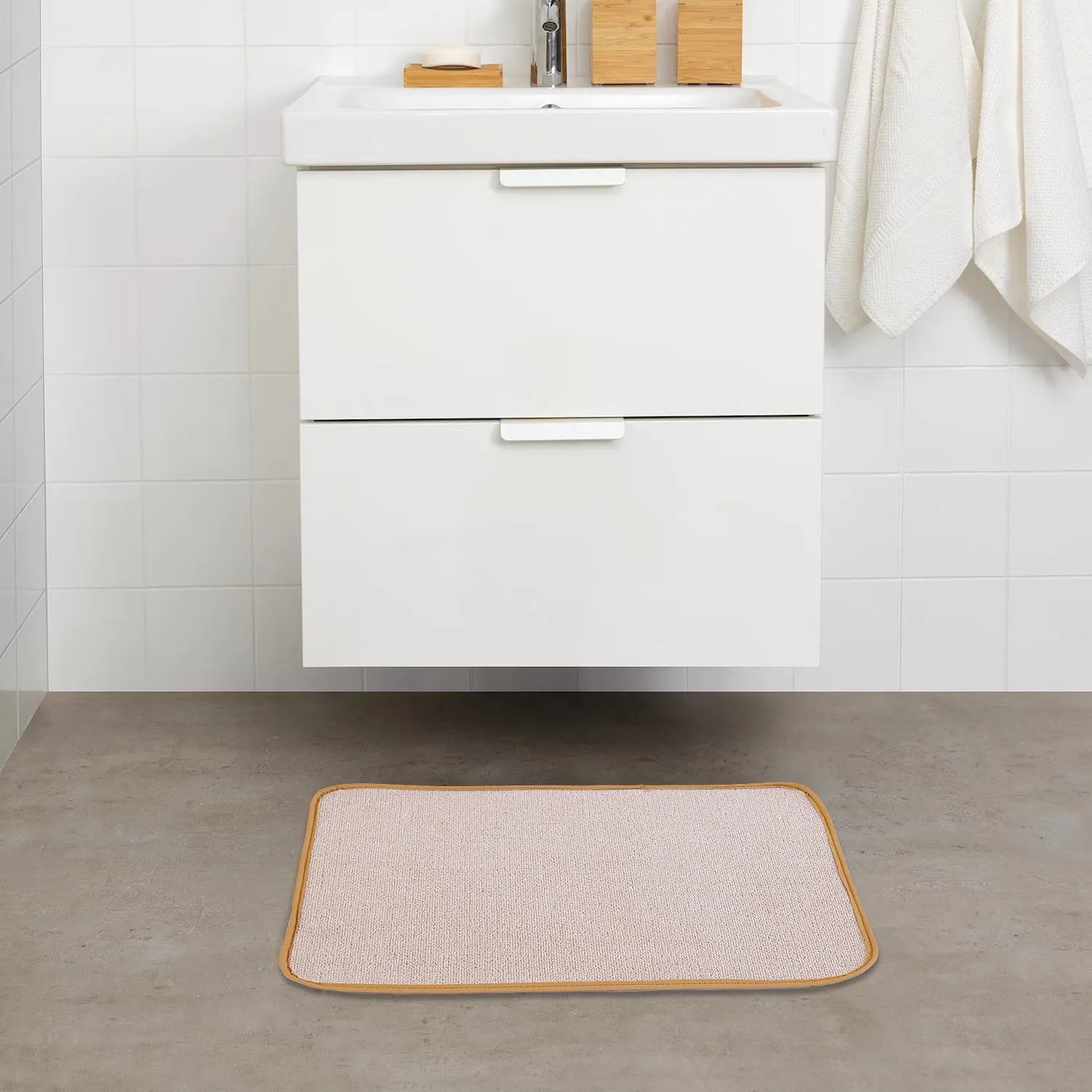 OnlyMat Soft Quickdry Plain Cream Colour Mat  (40cm x  60cm x 8mm)