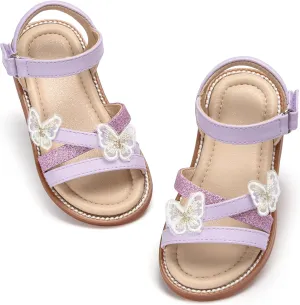 Otter MOMO Girls Open Toe Princess Flat Sandals with Comfort Sole Summer Sandals