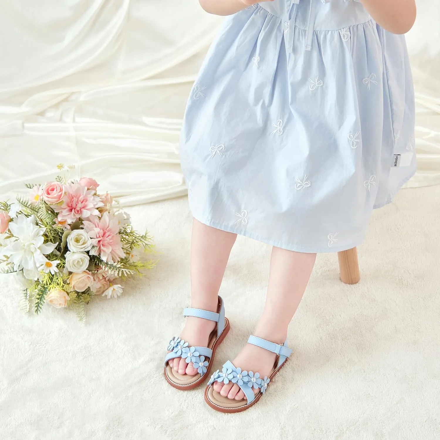 Otter MOMO Girls Open Toe Princess Flat Sandals with Comfort Sole Summer Sandals