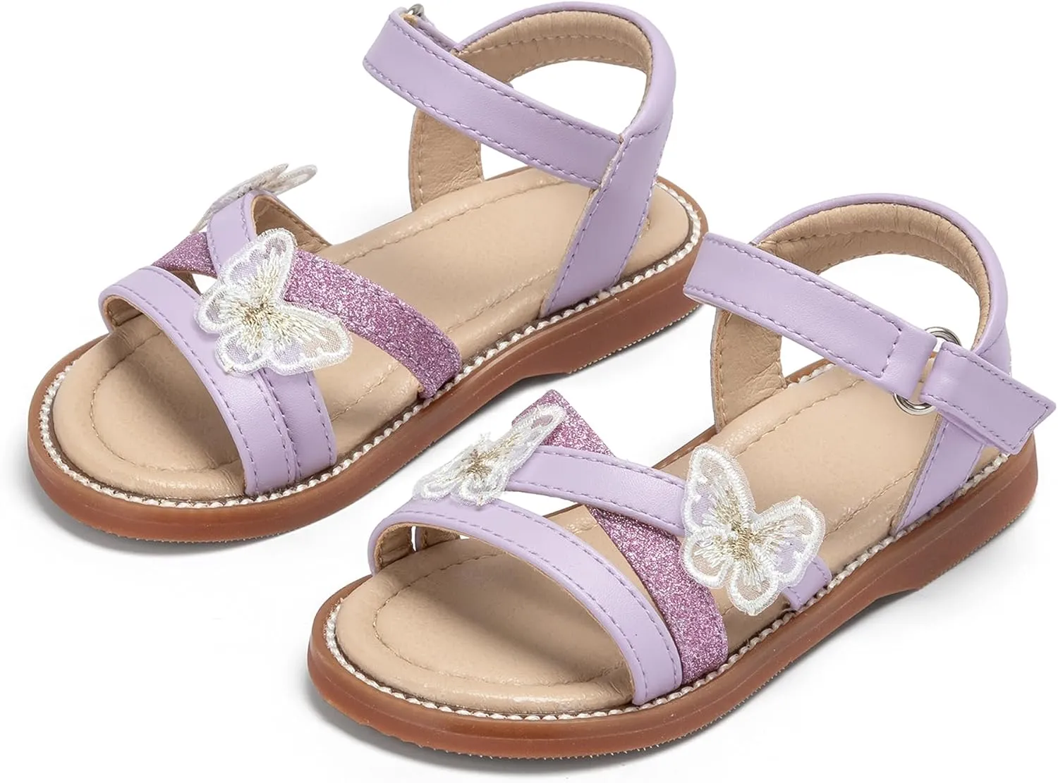 Otter MOMO Girls Open Toe Princess Flat Sandals with Comfort Sole Summer Sandals