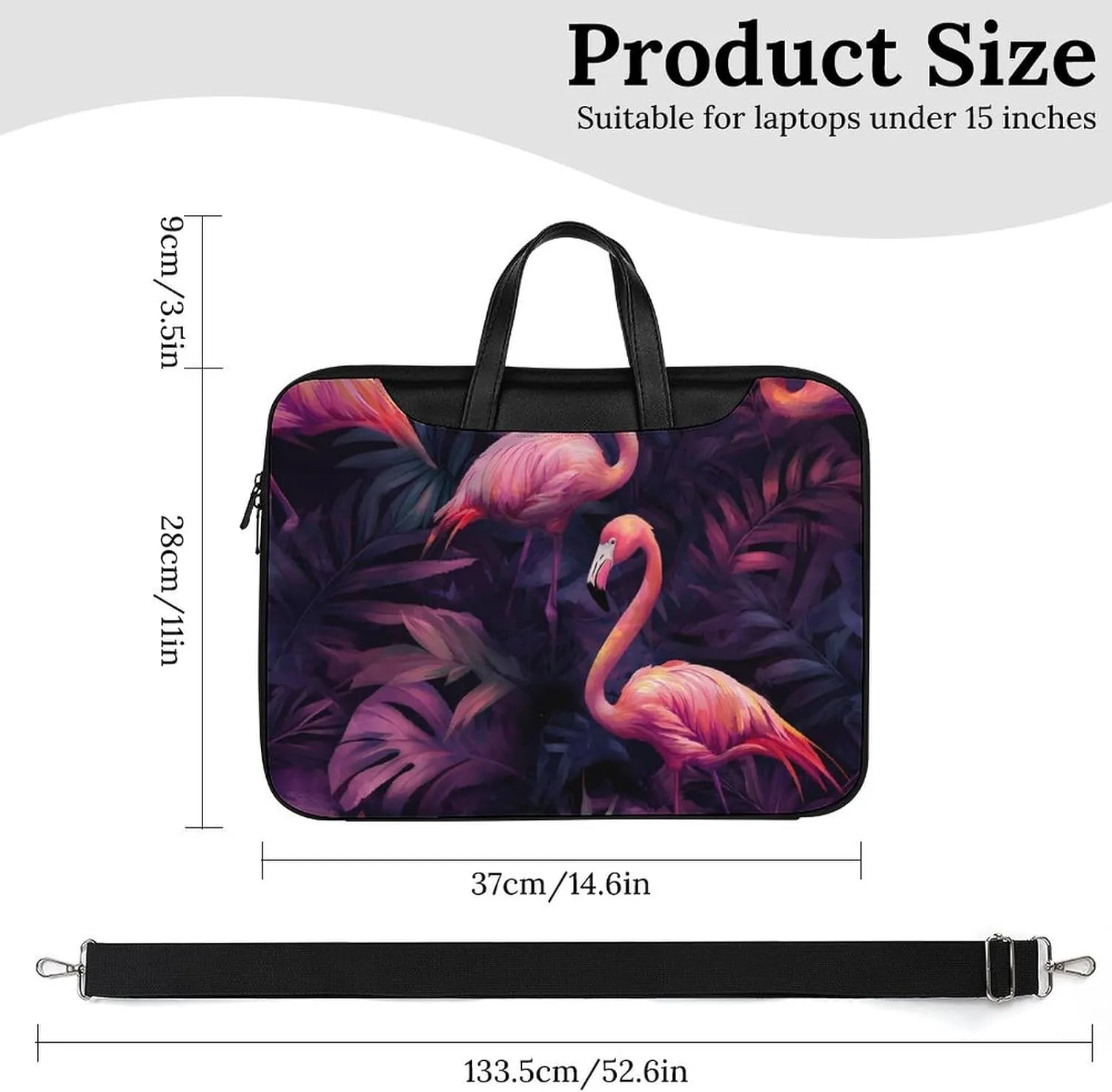 Passion Flamingos Tropical Plants Leather Bag Laptop Case Slim Water Resistant Computer Bags with Handle Briefcase for Work
