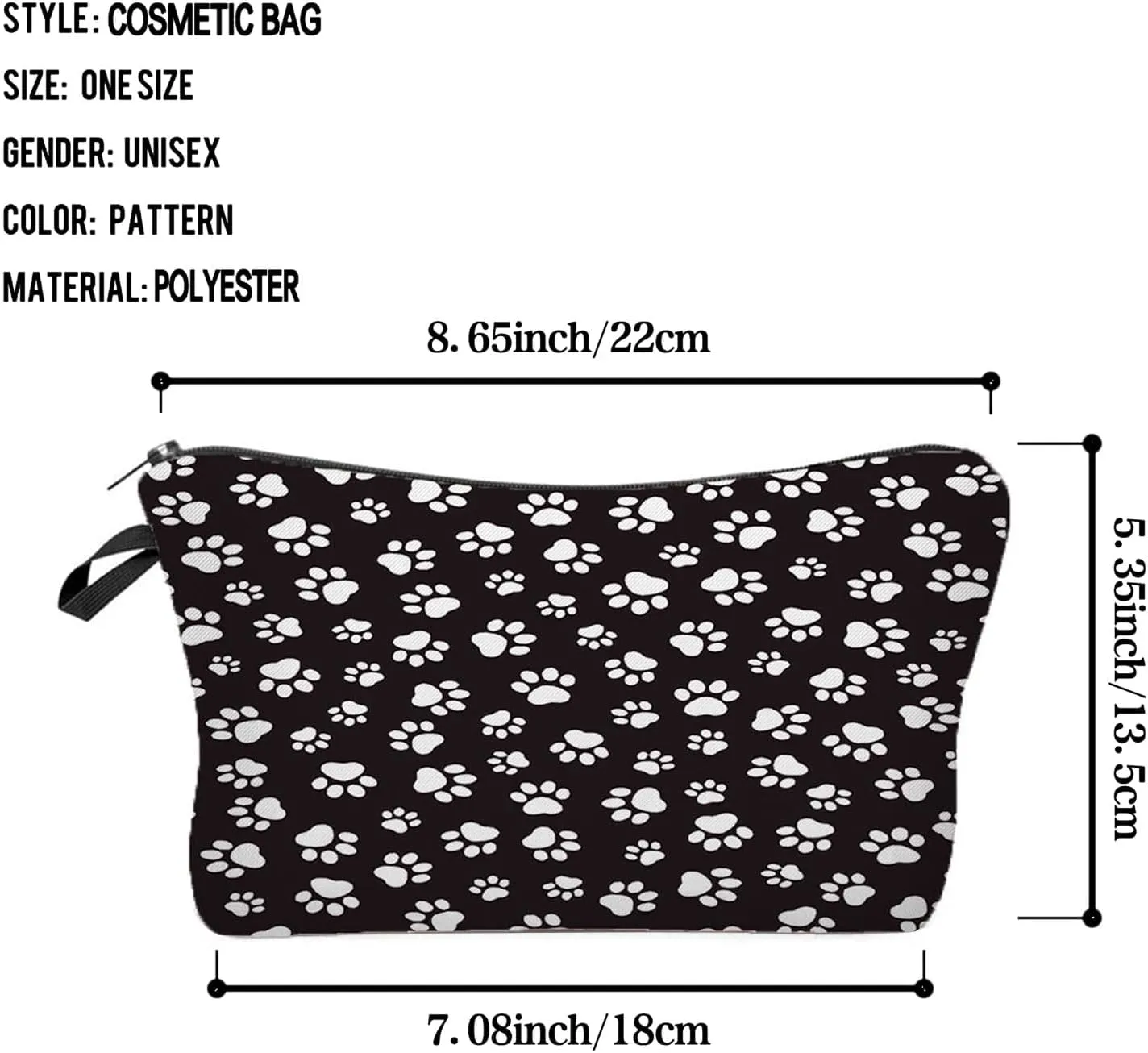 Paw Print Makeup Bag Travel Accessories Small Size Toiletries Makeup Organizer Cosmetic Bags Puppy Paw Gifts for Women Dog Lovers