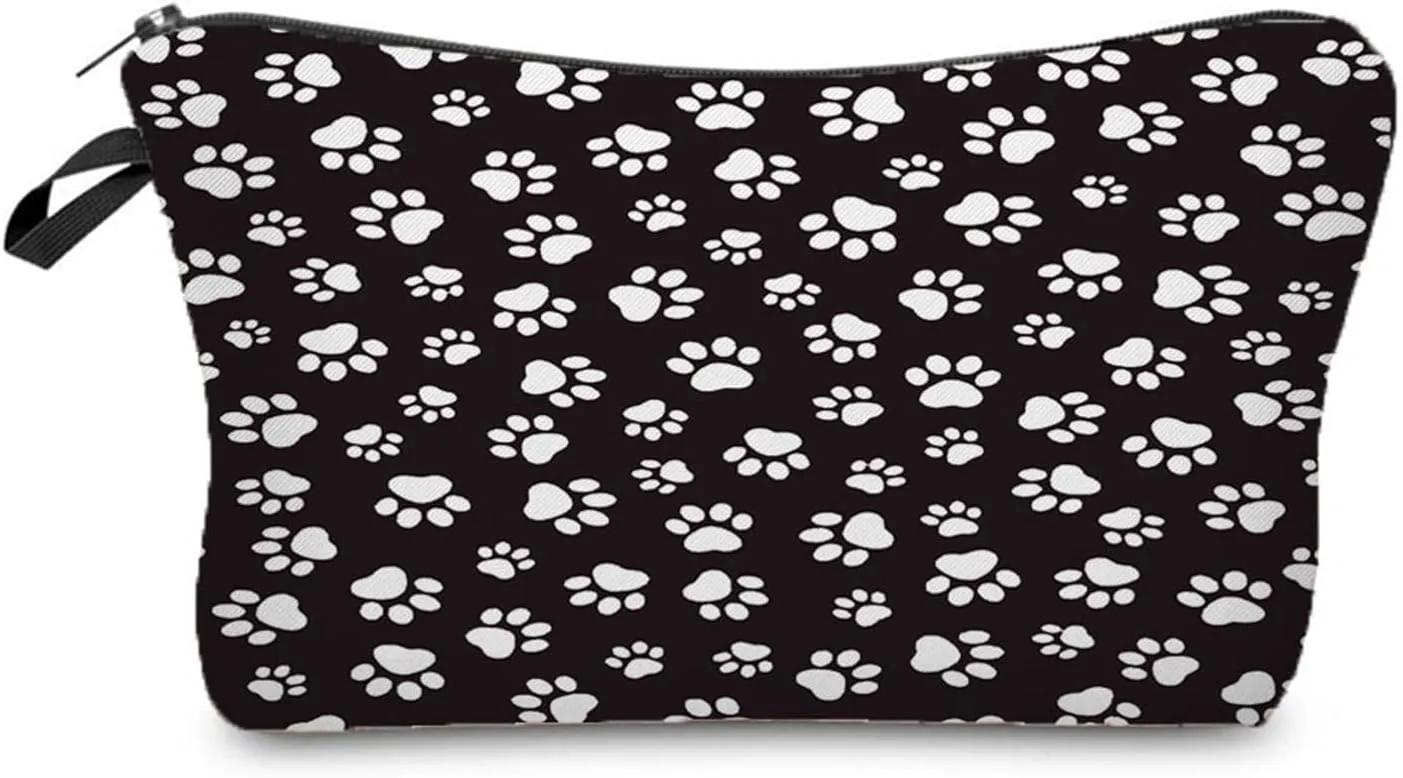 Paw Print Makeup Bag Travel Accessories Small Size Toiletries Makeup Organizer Cosmetic Bags Puppy Paw Gifts for Women Dog Lovers
