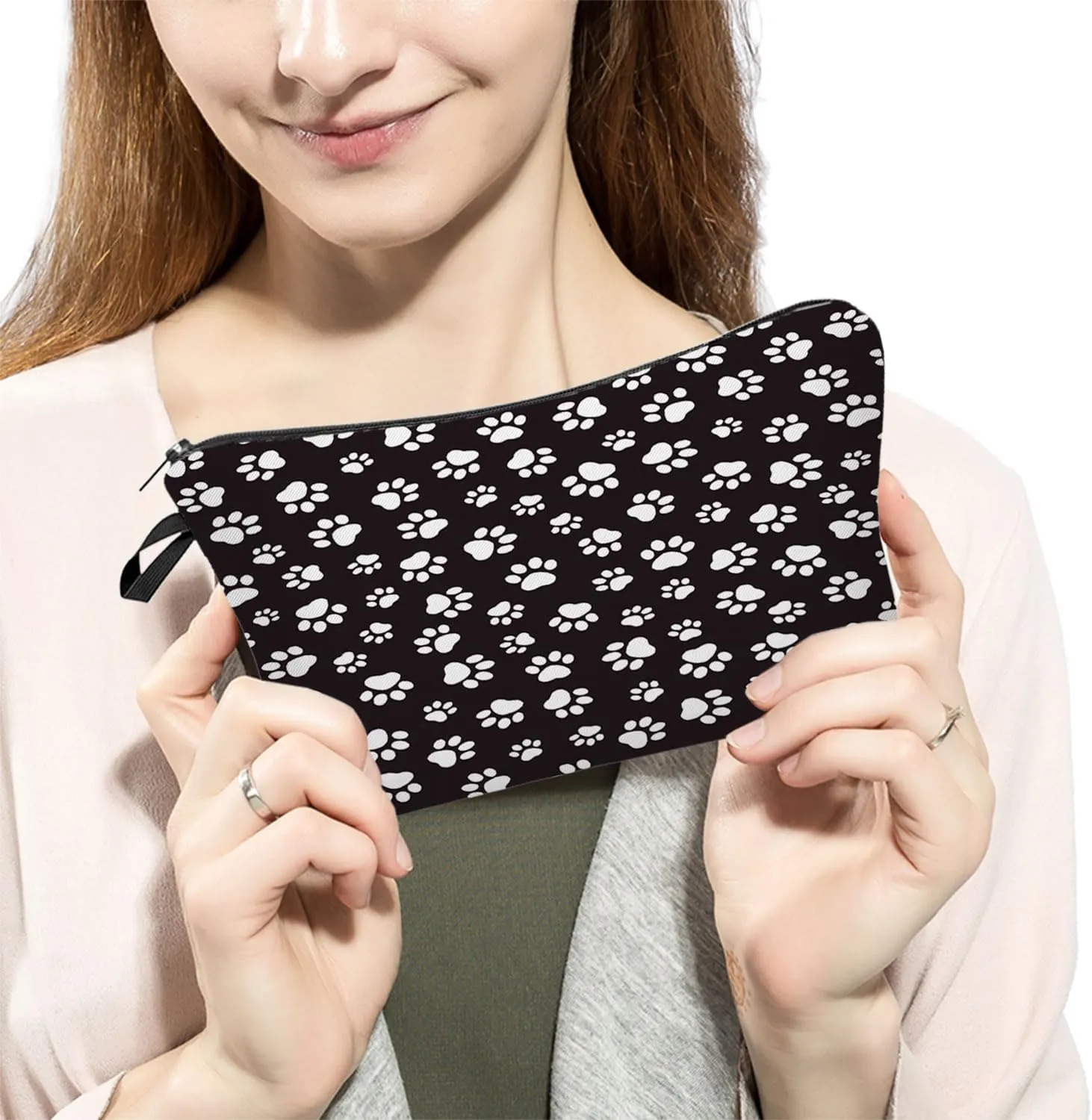 Paw Print Makeup Bag Travel Accessories Small Size Toiletries Makeup Organizer Cosmetic Bags Puppy Paw Gifts for Women Dog Lovers