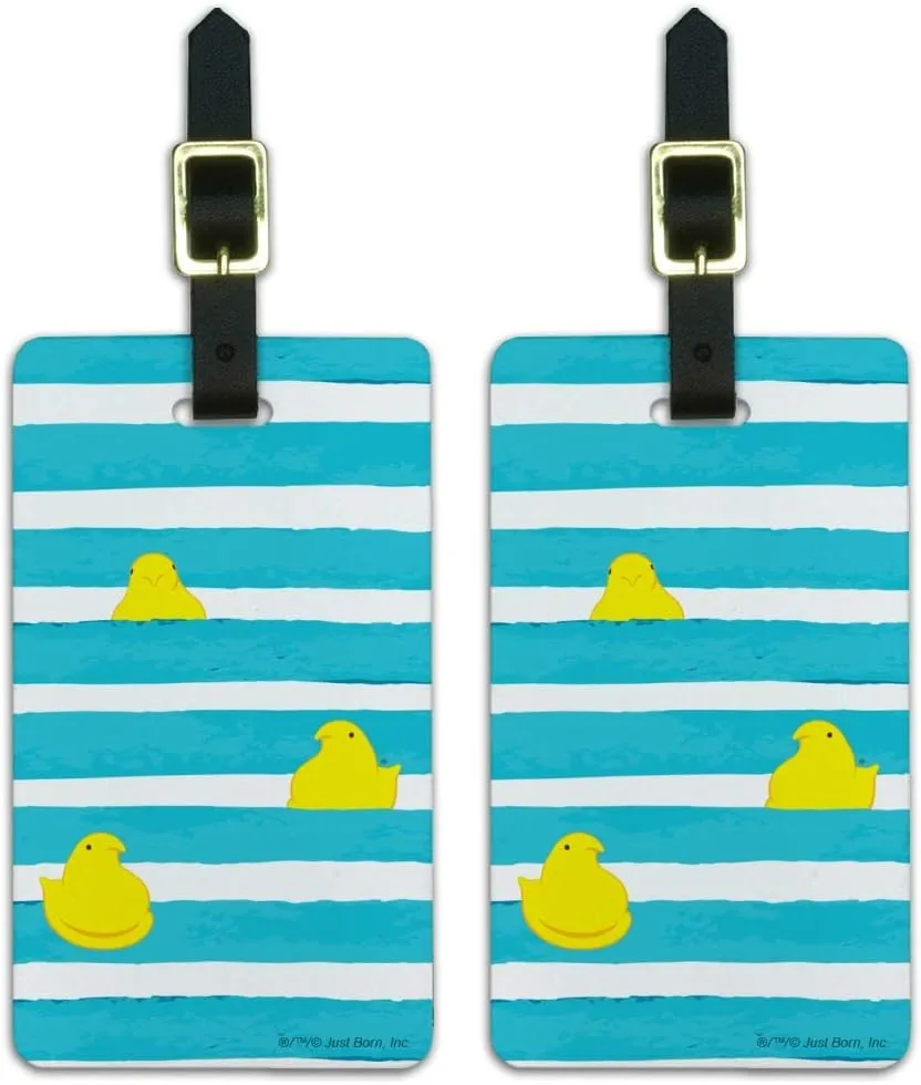 Peeps Peeping Behind Stripes Luggage ID Tags Suitcase Carry-On Cards - Set of 2