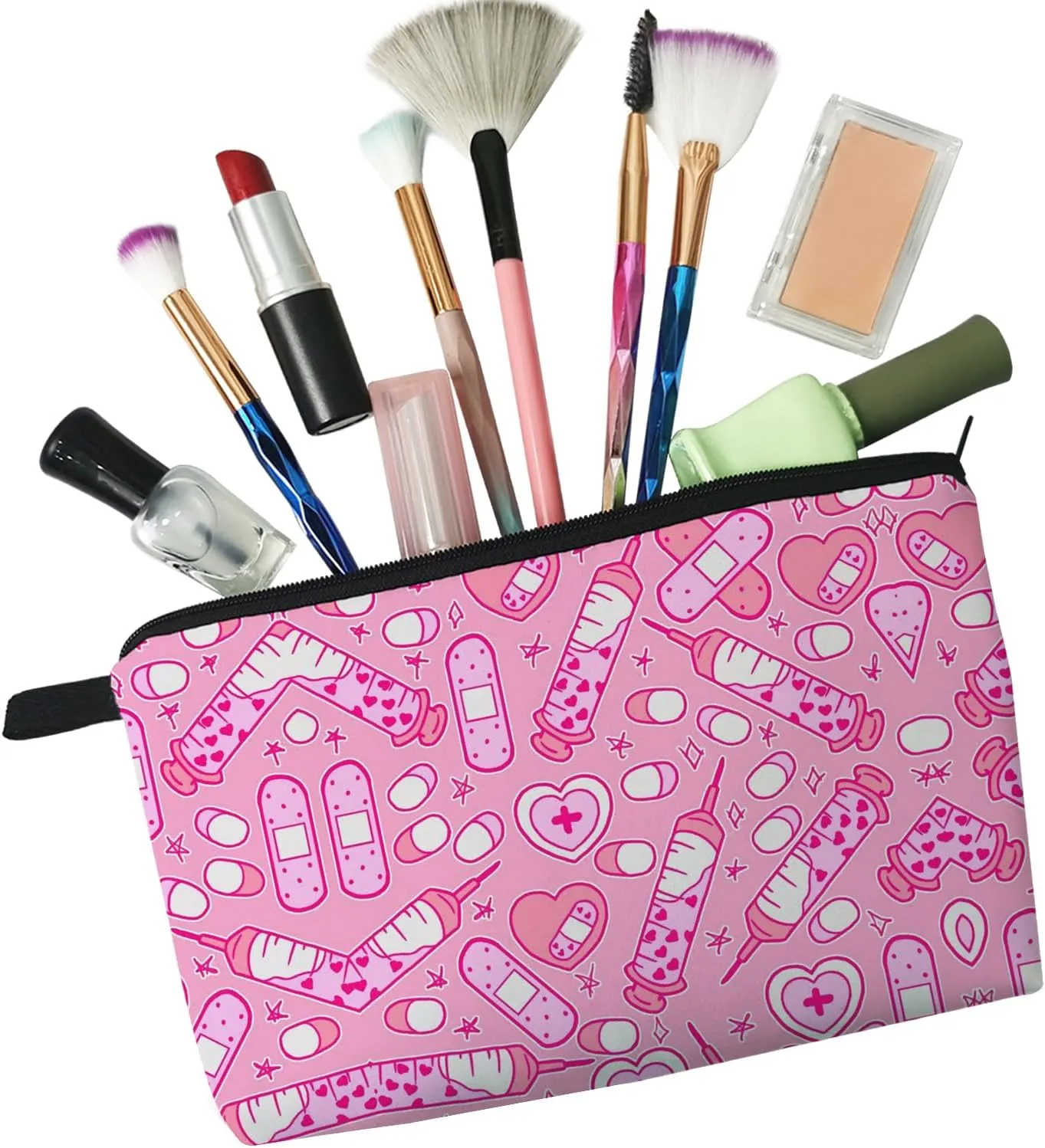 Pink Medical Assistant Cosmetic Bag Cute Makeup Bag Travel Toiletry Zipper Pouch Nurse Graduation Gifts Pink Medical Supply Makeup Bag for Nurse Girls Women