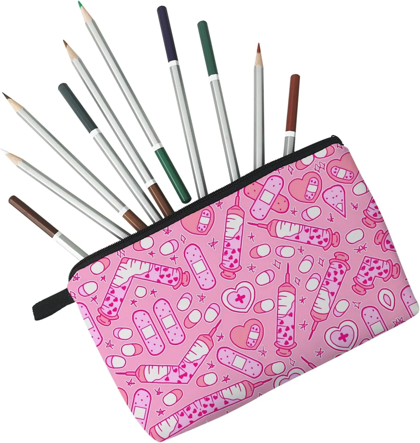 Pink Medical Assistant Cosmetic Bag Cute Makeup Bag Travel Toiletry Zipper Pouch Nurse Graduation Gifts Pink Medical Supply Makeup Bag for Nurse Girls Women