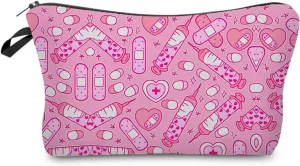 Pink Medical Assistant Cosmetic Bag Cute Makeup Bag Travel Toiletry Zipper Pouch Nurse Graduation Gifts Pink Medical Supply Makeup Bag for Nurse Girls Women