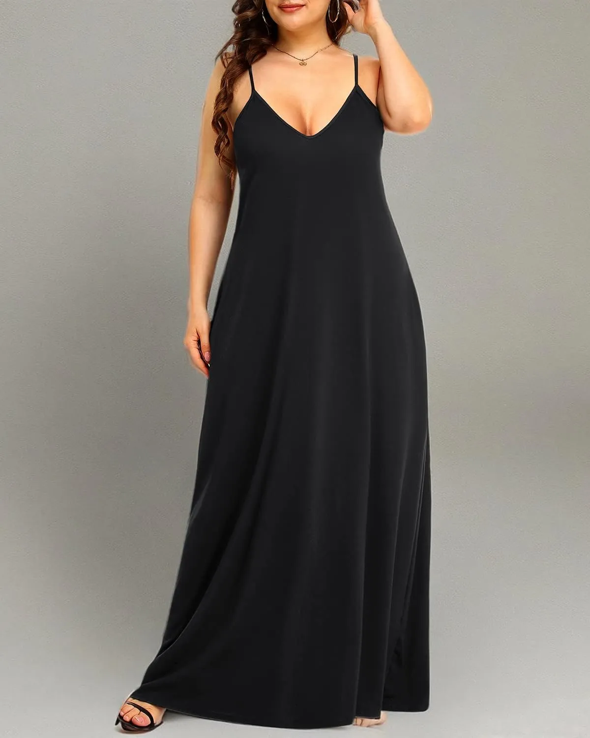 Pinup Fashion Women's Summer Maxi Dress Plus Size Sleeveless Spaghetti Strap Beach Long Dresses
