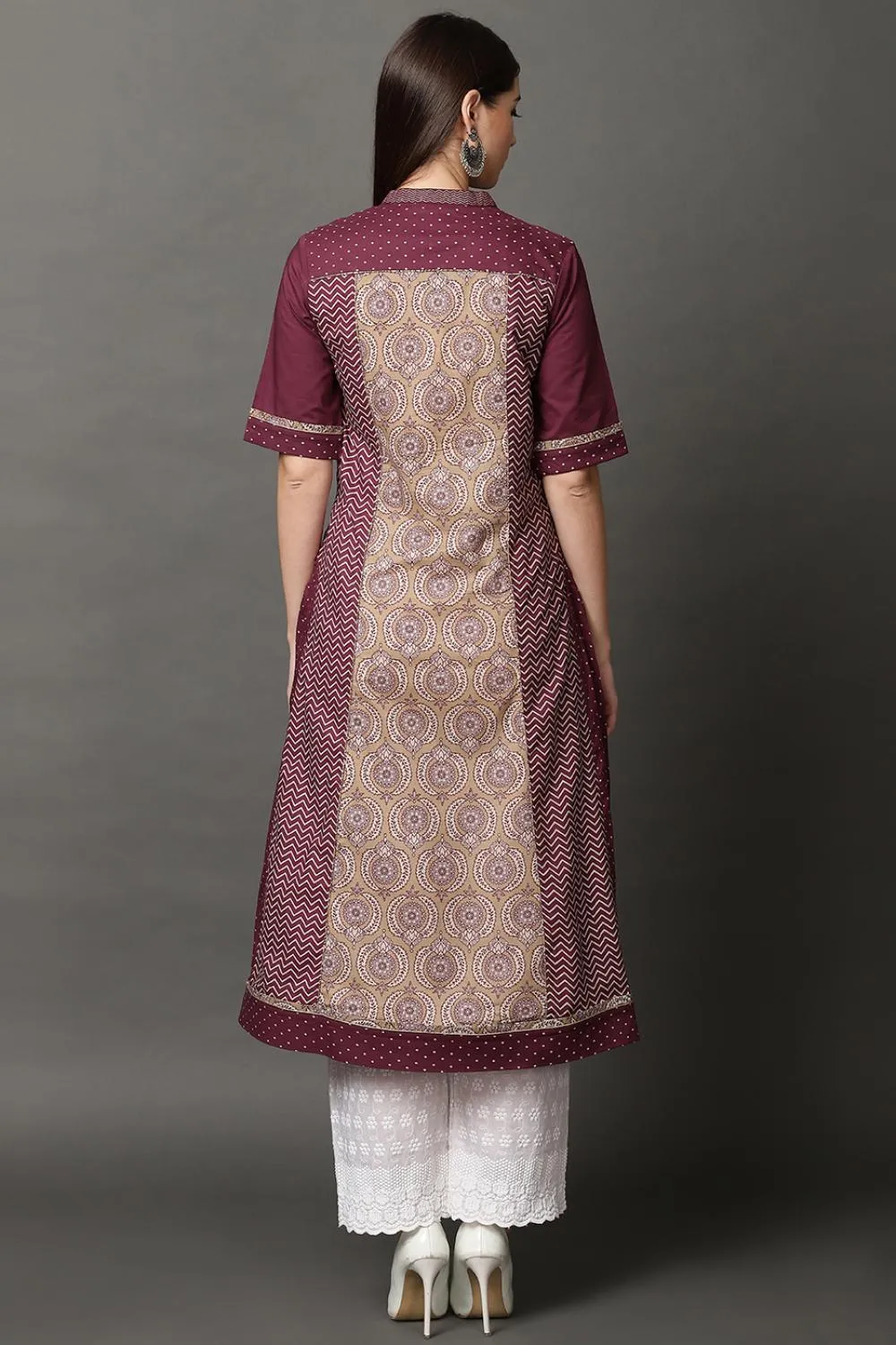 Purple Long Printed Kurta