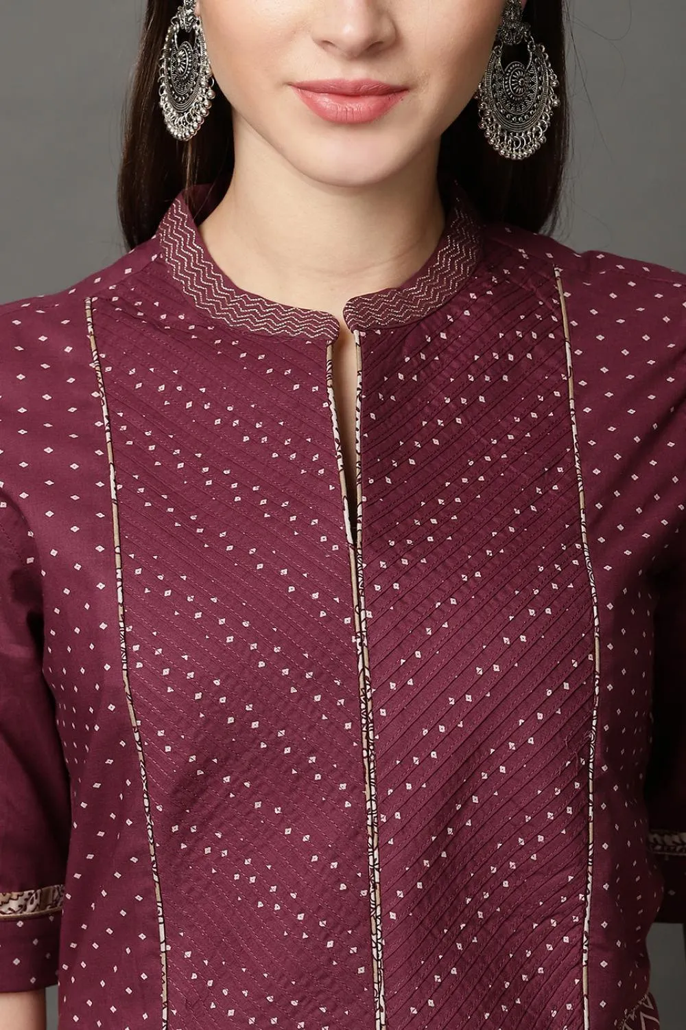 Purple Long Printed Kurta