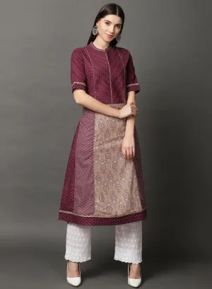 Purple Long Printed Kurta