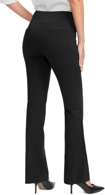 Rammus Womens High Waist Yoga Dress Pants with Pockets Stretch Work Pants for Women Bootcut Leg Slacks for Office Casual