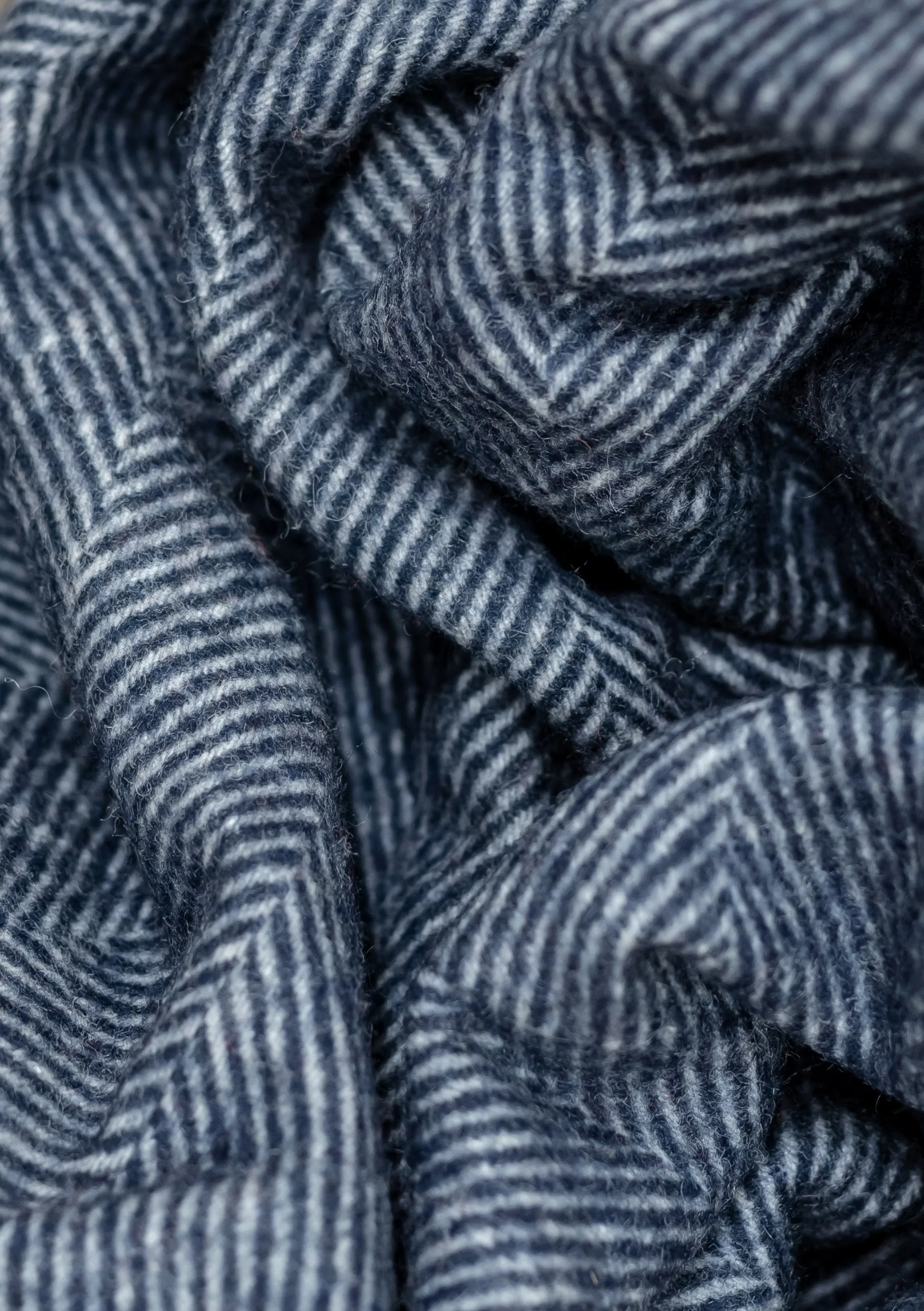 Recycled Wool Small Pet Blanket in Navy Herringbone