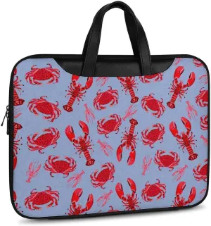 Red Lobster Crab Pattern Leather Bag Laptop Case Slim Water Resistant Computer Bags with Handle Briefcase for Work