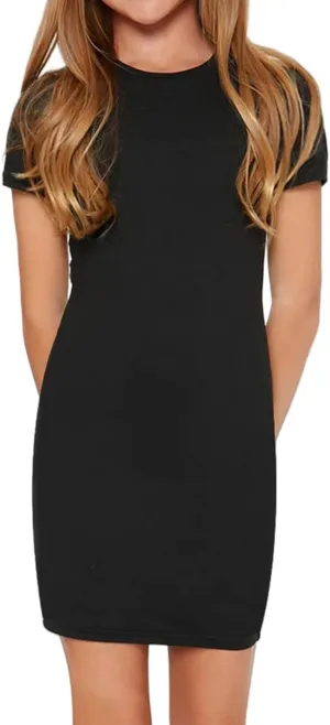 SHENHE Girl's Basic Short Sleeve Crew Neck Bodycon T Shirt Pencil Mini Dresses