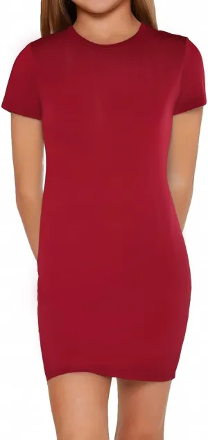 SHENHE Girl's Basic Short Sleeve Crew Neck Bodycon T Shirt Pencil Mini Dresses